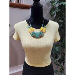 Bijou Apparel Women's Yellow Polyester Round Neck Pullover Casual Top Blouse M